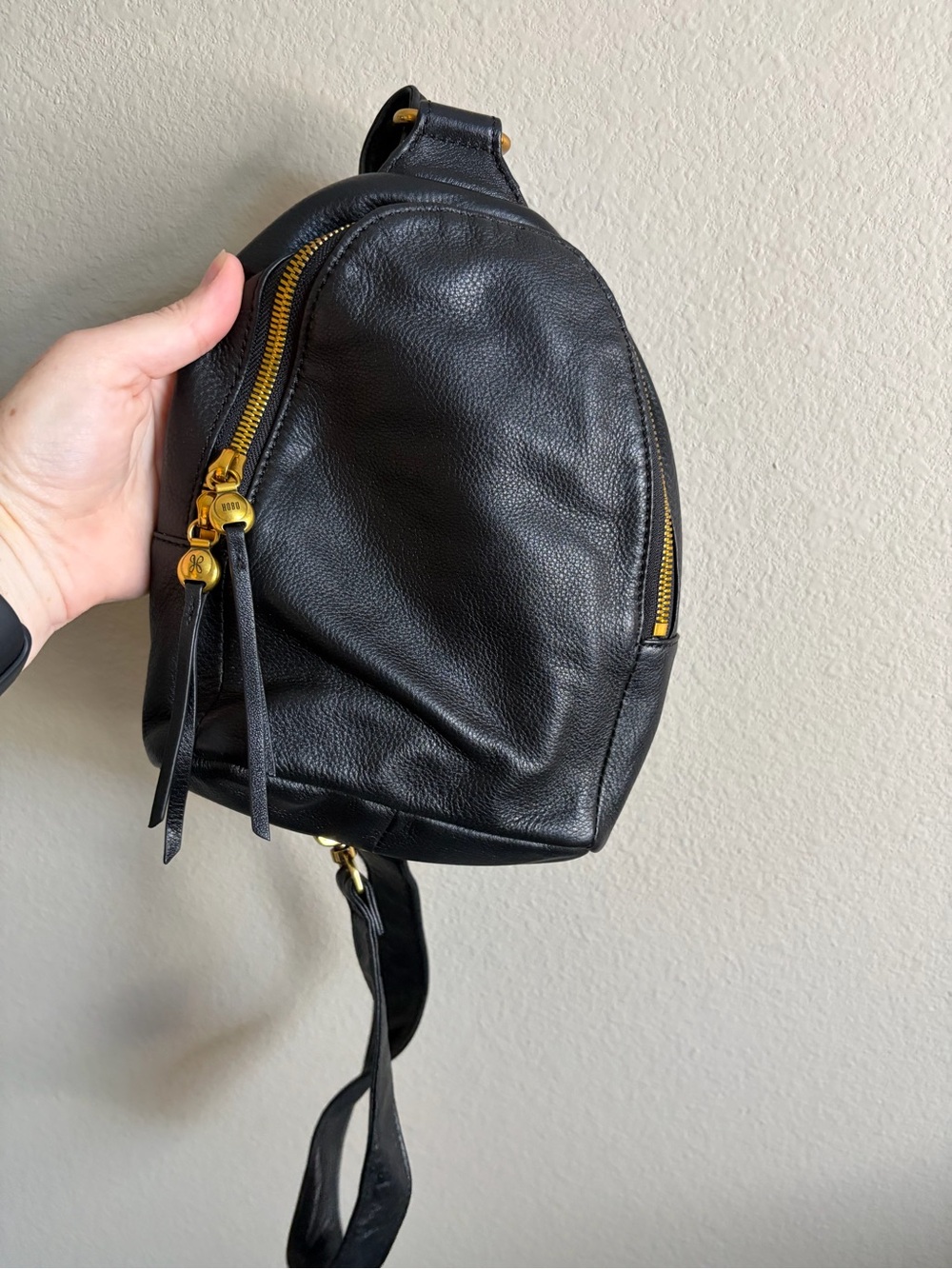 HOBO Fern Sling Bag in black leather purse boho